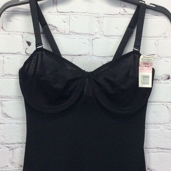 Vintage Weight Watchers In Control Instant Body Shaping Bra Slip Size 36D Black - Picture 6 of 10